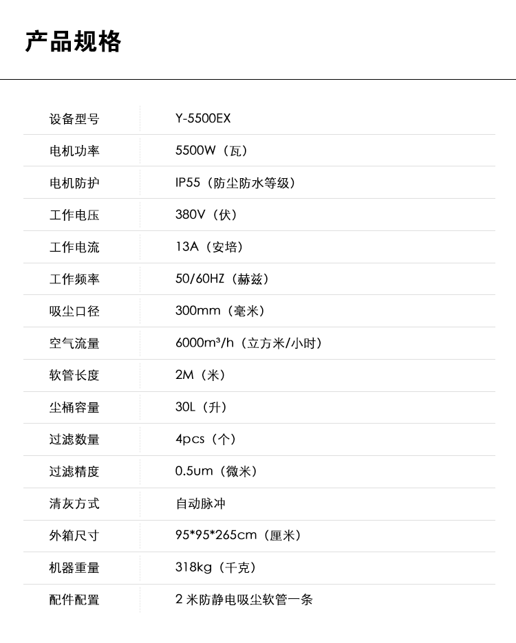 御衛仕大功率防爆除塵器Y-5500EX