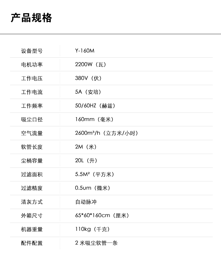 御衛仕小型中壓除塵器Y-160M